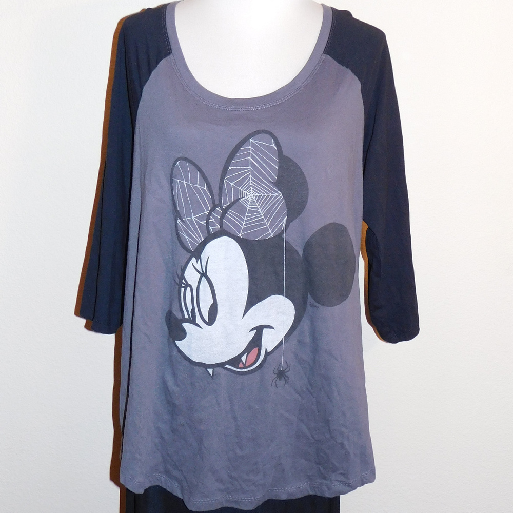 2 2X Disney Black Gray Vampire Minnie Mouse Top